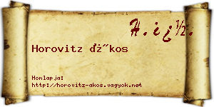 Horovitz Ákos névjegykártya
