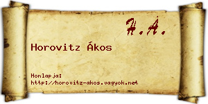 Horovitz Ákos névjegykártya